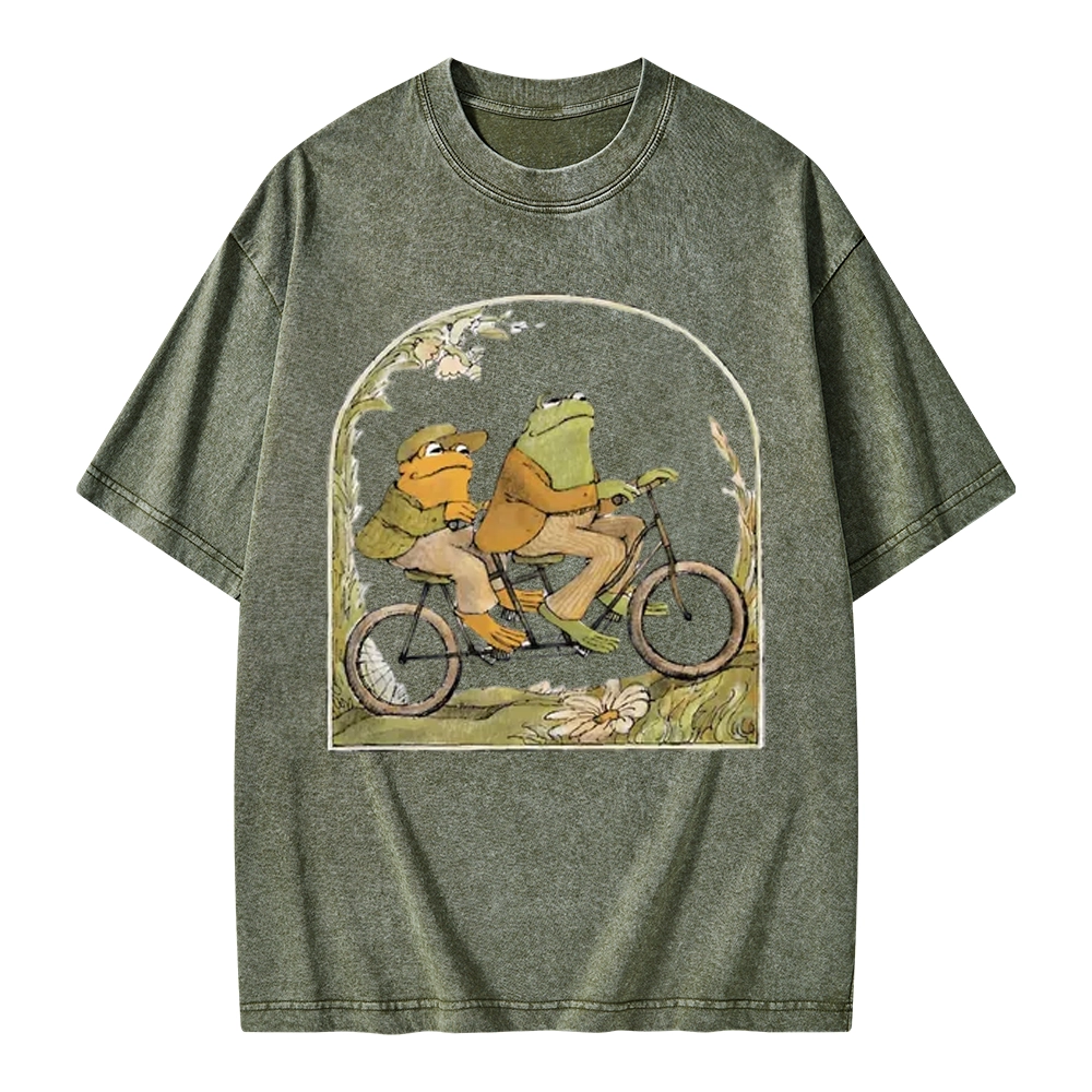 Pagewings Frog And Toad Book Vintage Unisex Washed T-shirt