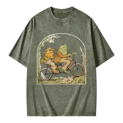 Pagewings Frog And Toad Book Vintage Unisex Washed T-shirt