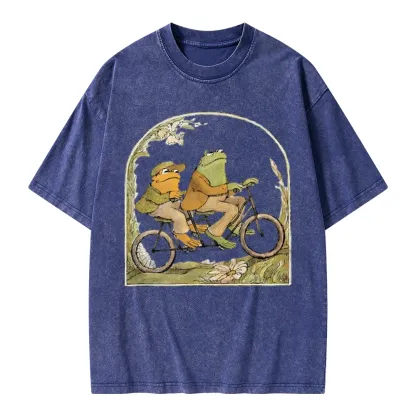 Pagewings Frog And Toad Book Vintage Unisex Washed T-shirt