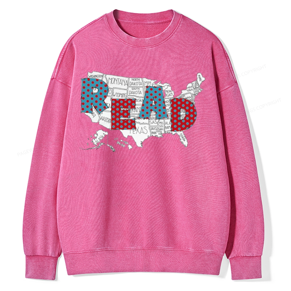 Pagewings Let's Read Together Unisex Washed Sweatshirt