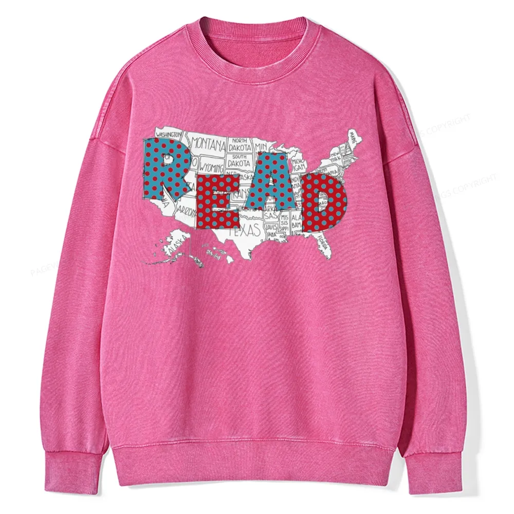 Pagewings Let's Read Together Unisex Washed Sweatshirt