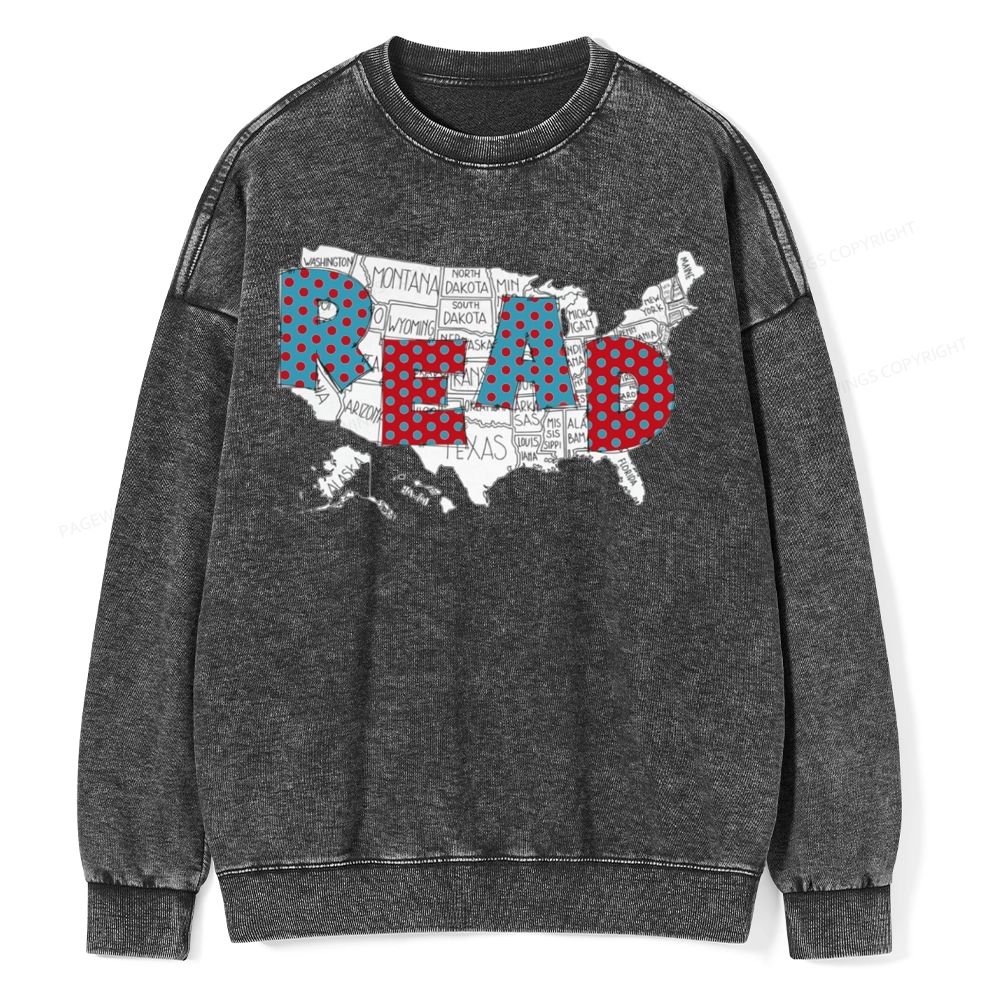 Pagewings Let's Read Together Unisex Washed Sweatshirt
