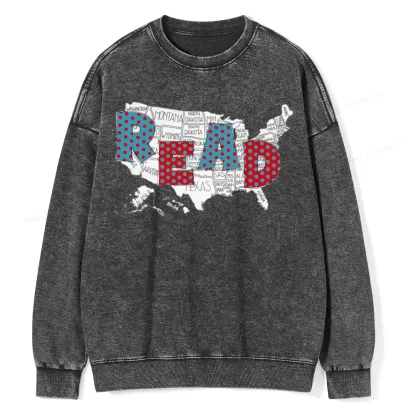 Pagewings Let's Read Together Unisex Washed Sweatshirt