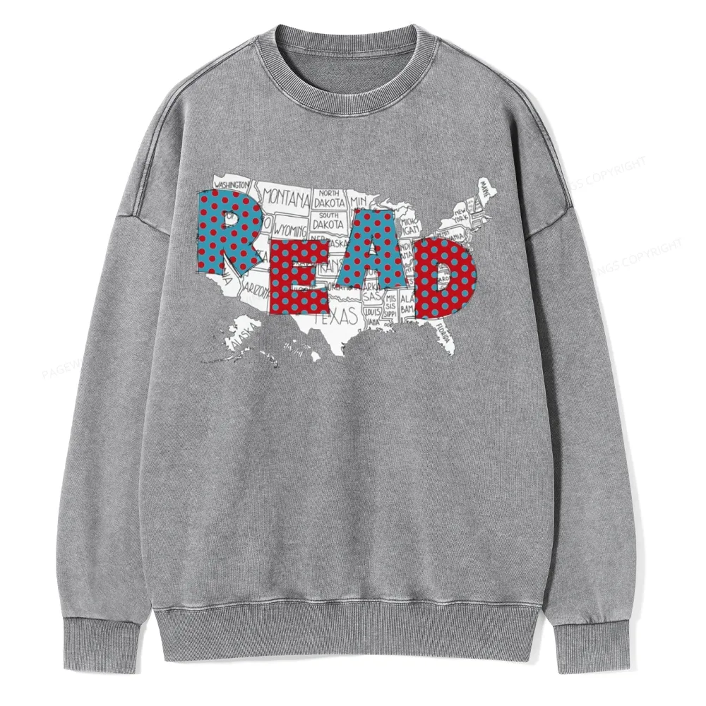 Pagewings Let's Read Together Unisex Washed Sweatshirt