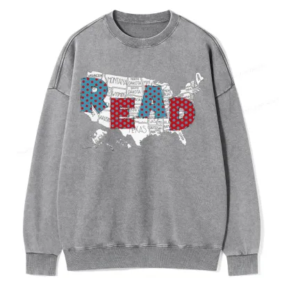 Pagewings Let's Read Together Unisex Washed Sweatshirt