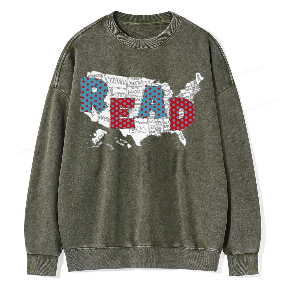 Pagewings Let's Read Together Unisex Washed Sweatshirt