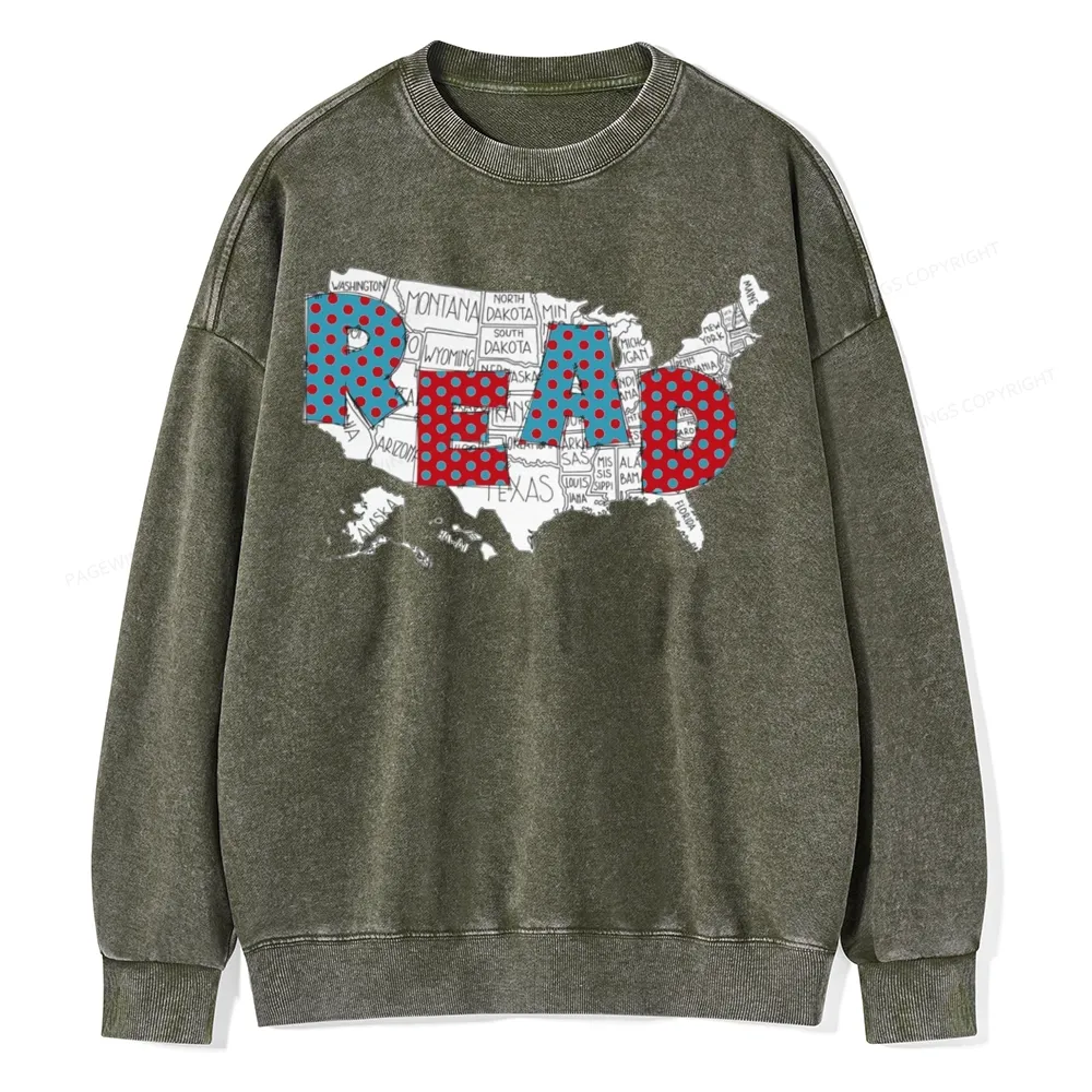 Pagewings Let's Read Together Unisex Washed Sweatshirt