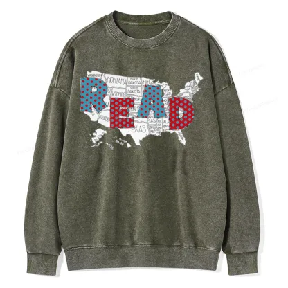 Pagewings Let's Read Together Unisex Washed Sweatshirt