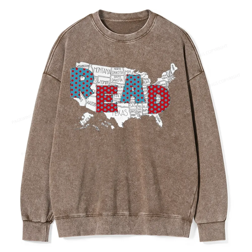 Pagewings Let's Read Together Unisex Washed Sweatshirt