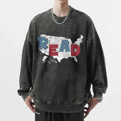 Pagewings Let's Read Together Unisex Washed Sweatshirt