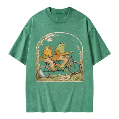 Pagewings Frog And Toad Book Vintage Unisex Washed T-shirt