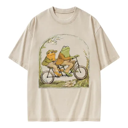 Pagewings Frog And Toad Book Vintage Unisex Washed T-shirt