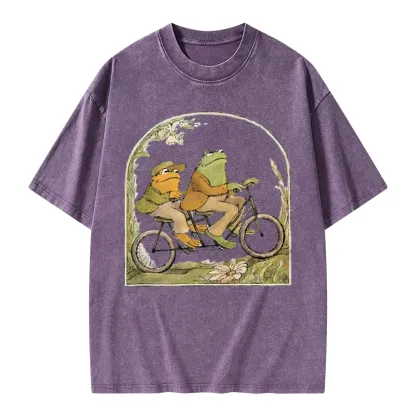 Pagewings Frog And Toad Book Vintage Unisex Washed T-shirt