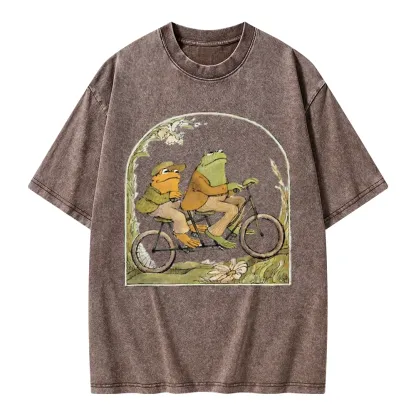 Pagewings Frog And Toad Book Vintage Unisex Washed T-shirt