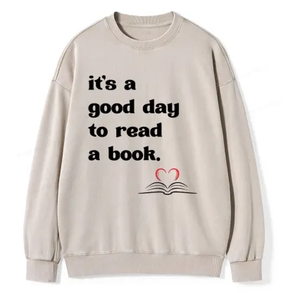 Pagewings It's A Good Day To Read A Book Unisex Washed Sweatshirt