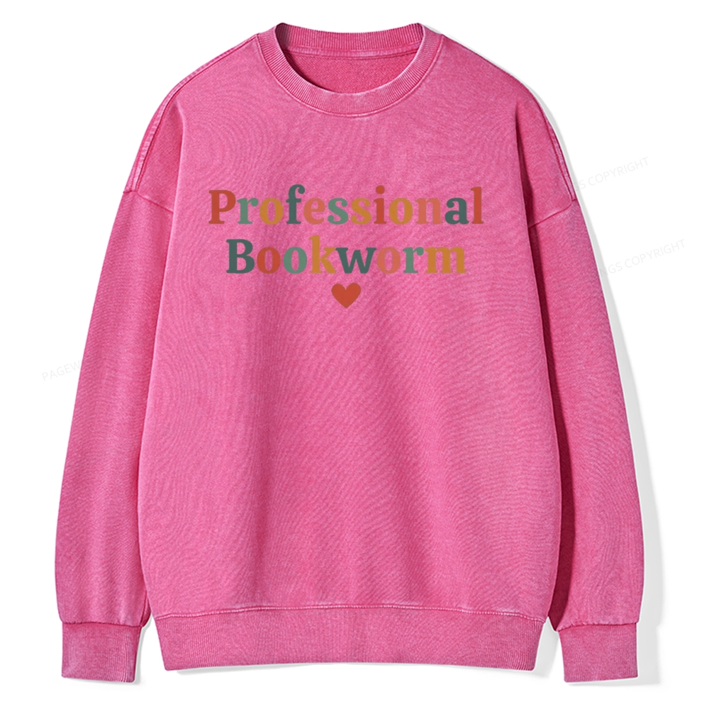 Pagewings Professional Bookworm Unisex Washed Sweatshirt
