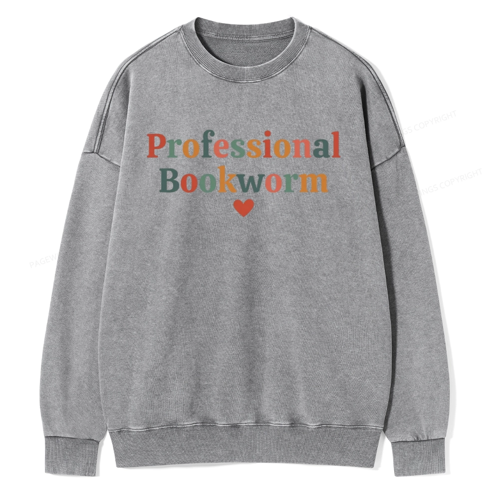 Pagewings Professional Bookworm Unisex Washed Sweatshirt