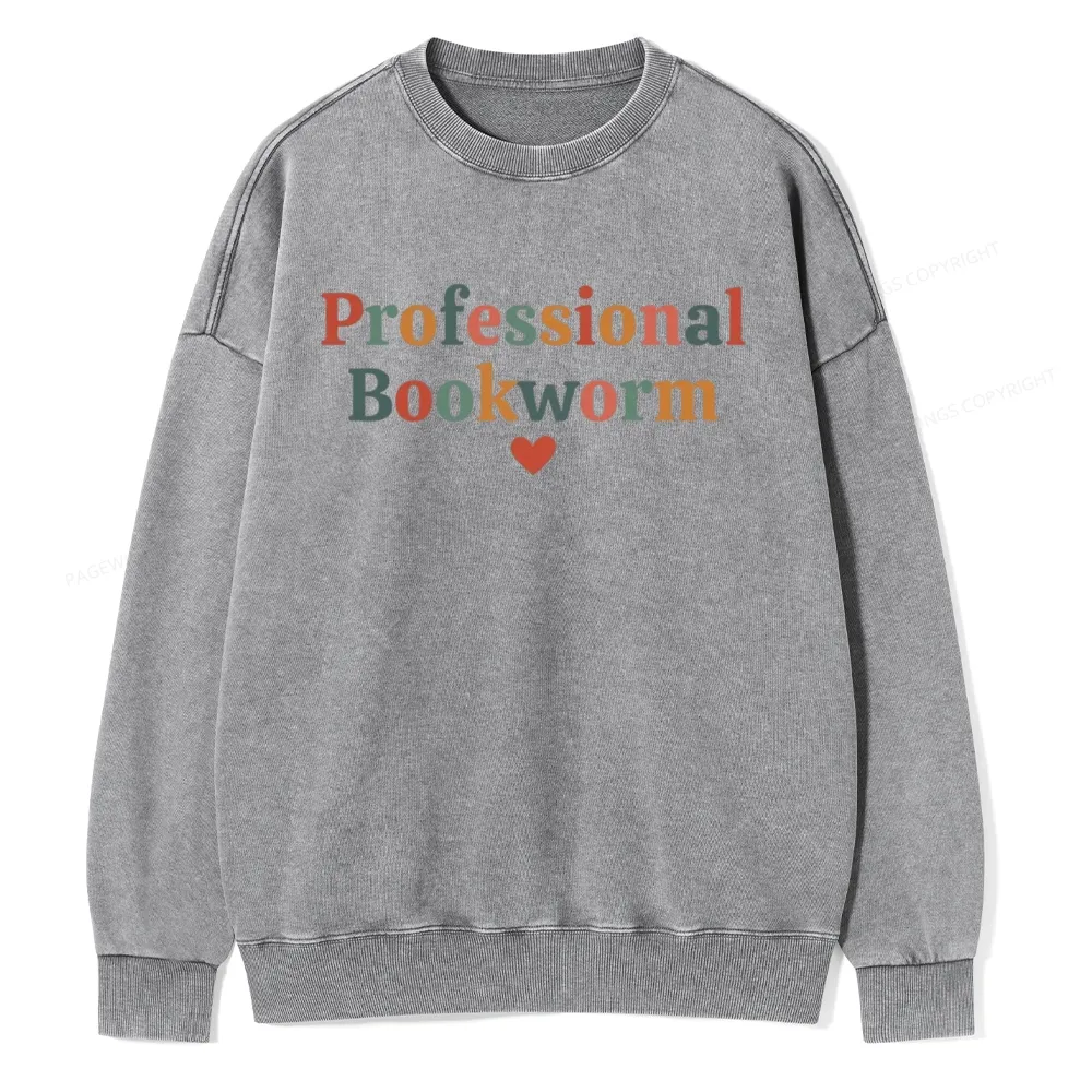 Pagewings Professional Bookworm Unisex Washed Sweatshirt