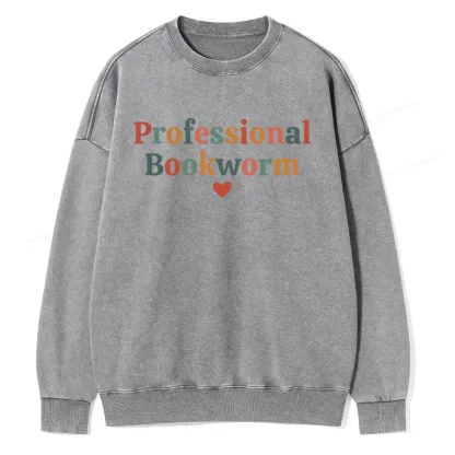 Pagewings Professional Bookworm Unisex Washed Sweatshirt