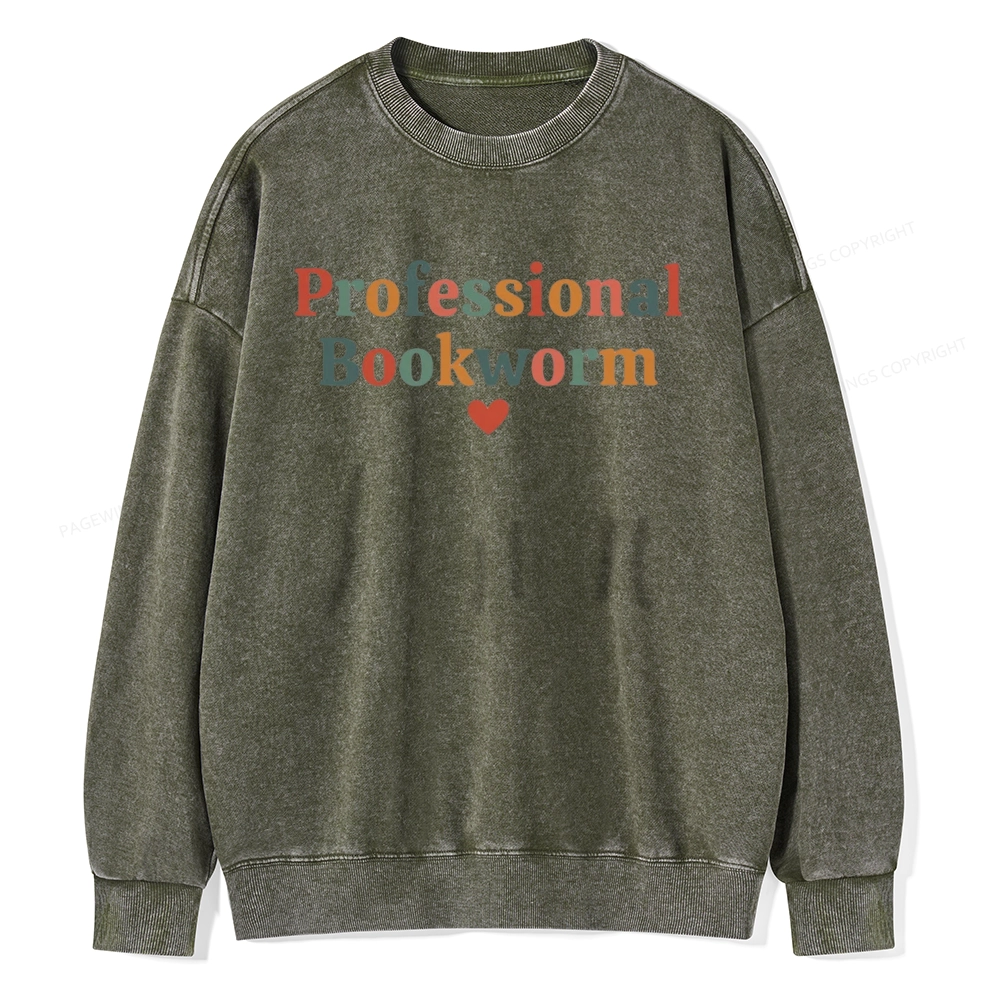 Pagewings Professional Bookworm Unisex Washed Sweatshirt