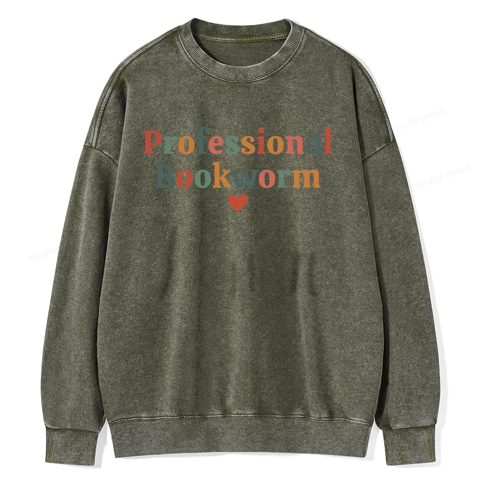 Pagewings Professional Bookworm Unisex Washed Sweatshirt