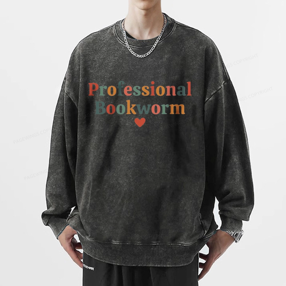 Pagewings Professional Bookworm Unisex Washed Sweatshirt