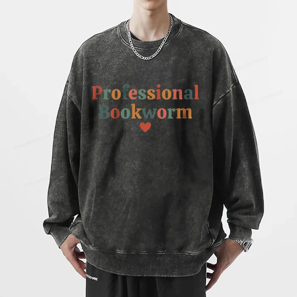 Pagewings Professional Bookworm Unisex Washed Sweatshirt