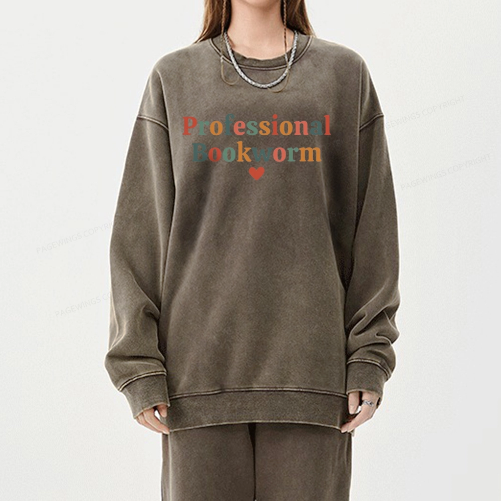 Pagewings Professional Bookworm Unisex Washed Sweatshirt