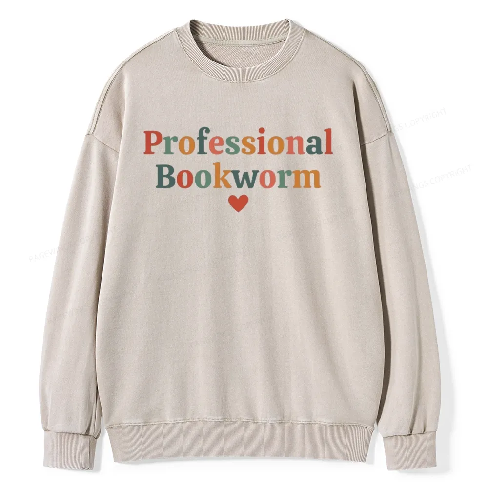 Pagewings Professional Bookworm Unisex Washed Sweatshirt