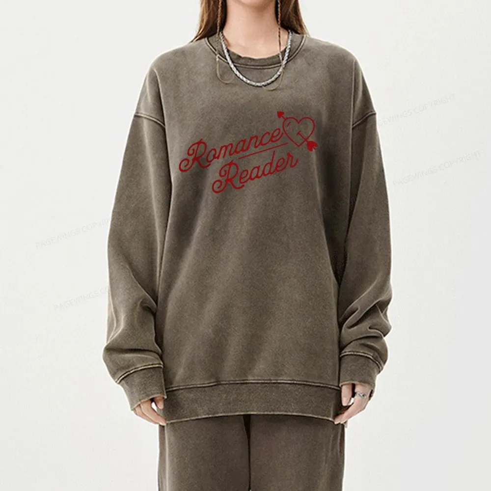 Pagewings Romance Reader Unisex Washed Sweatshirt