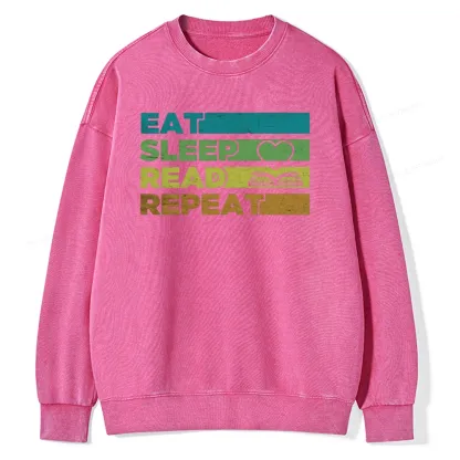 Pagewings Eat Sleep Read Repeat Unisex Washed Sweatshirt