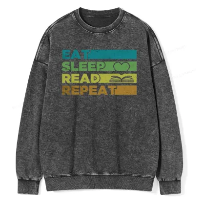 Pagewings Eat Sleep Read Repeat Unisex Washed Sweatshirt
