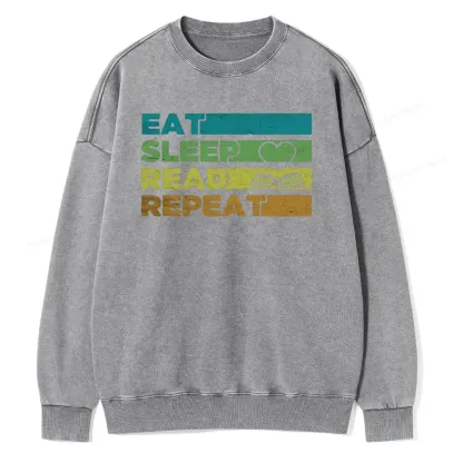 Pagewings Eat Sleep Read Repeat Unisex Washed Sweatshirt