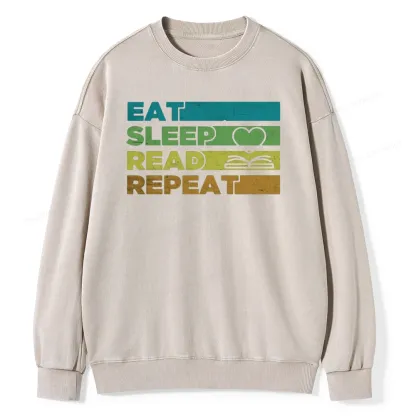 Pagewings Eat Sleep Read Repeat Unisex Washed Sweatshirt