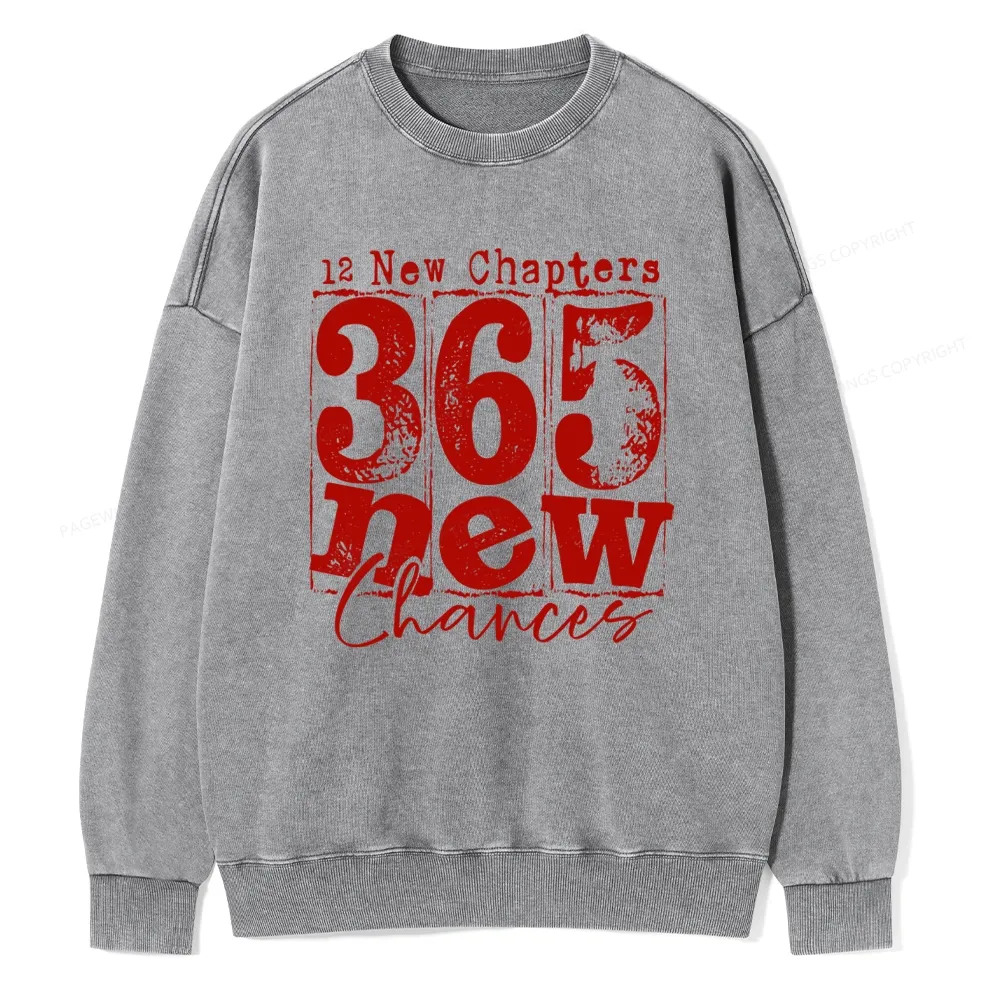 Pagewings 12 New Chapters 365 New Chances Unisex Washed Sweatshirt