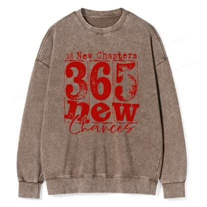 Pagewings 12 New Chapters 365 New Chances Unisex Washed Sweatshirt