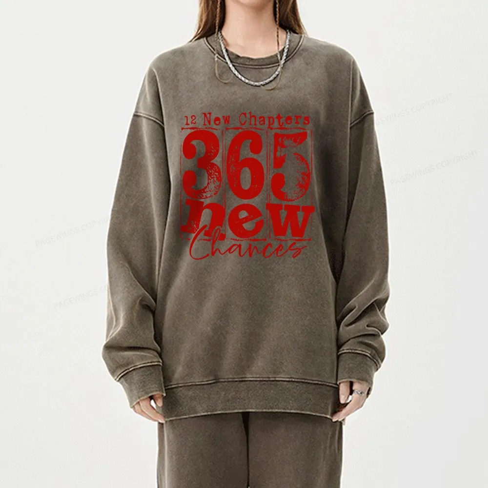 Pagewings 12 New Chapters 365 New Chances Unisex Washed Sweatshirt