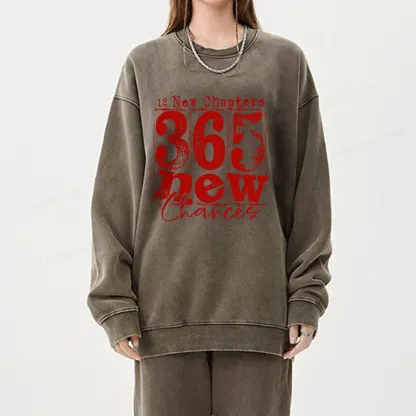 Pagewings 12 New Chapters 365 New Chances Unisex Washed Sweatshirt