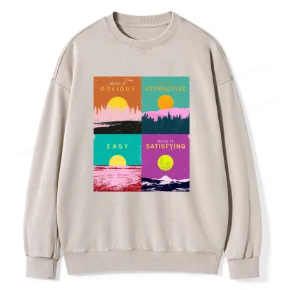 Pagewings Modern Art Atomic Habits Unisex Washed Sweatshirt