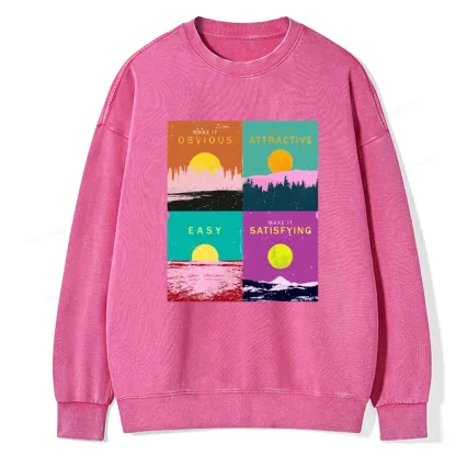 Pagewings Modern Art Atomic Habits Unisex Washed Sweatshirt