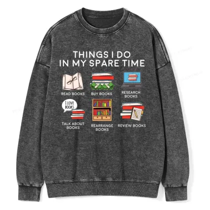 Pagewings Books Reading In My Spare Time Unisex Washed Sweatshirt