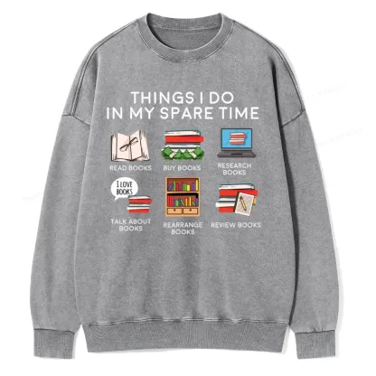 Pagewings Books Reading In My Spare Time Unisex Washed Sweatshirt