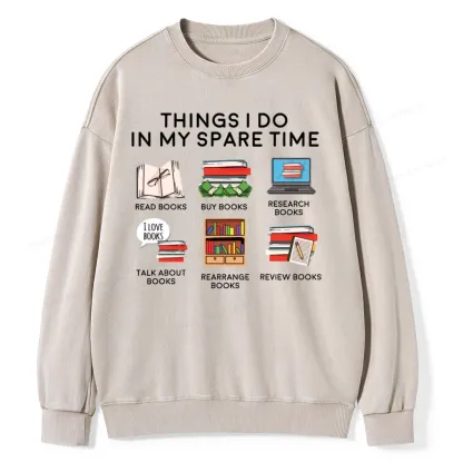 Pagewings Books Reading In My Spare Time Unisex Washed Sweatshirt