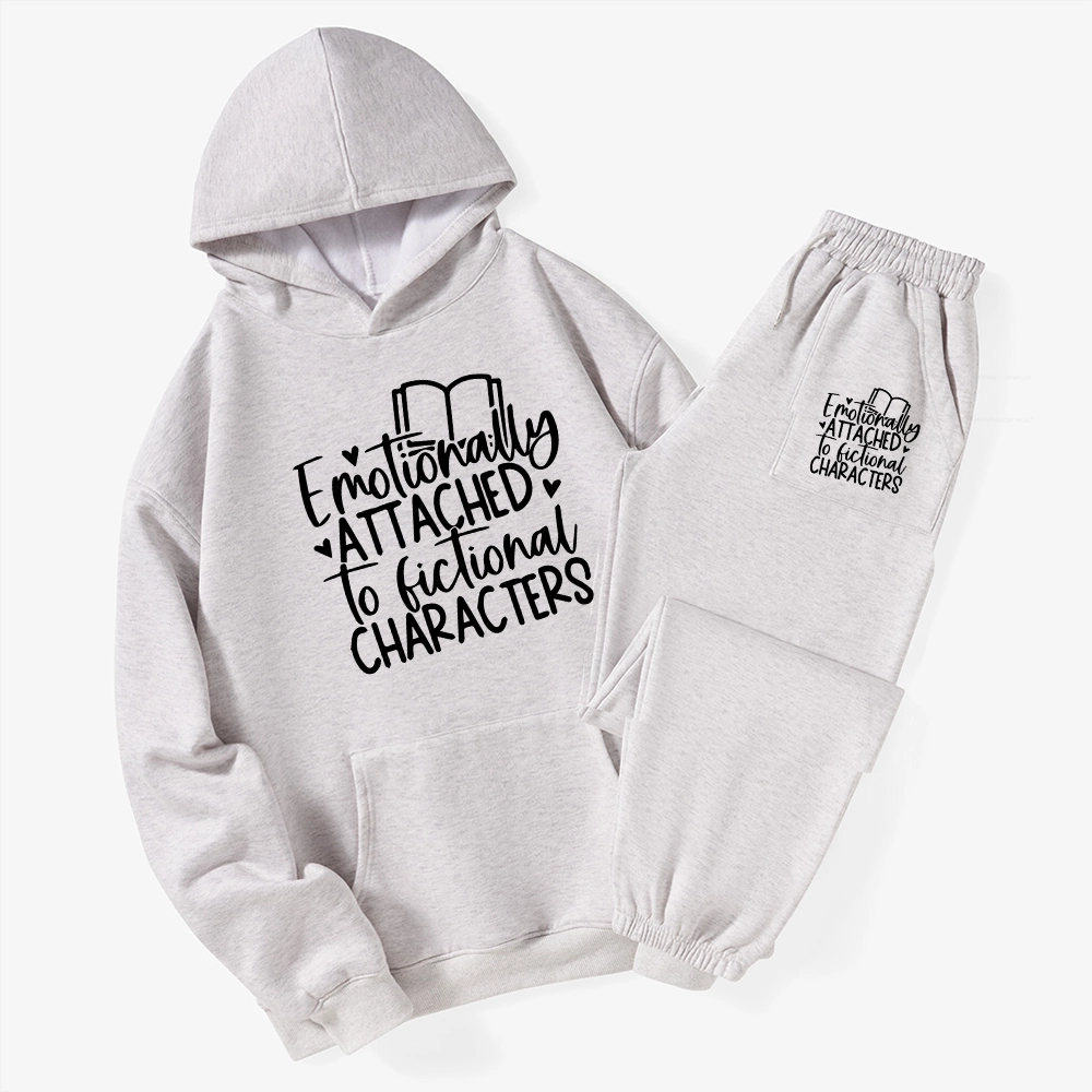 Pagewings Emotionally Attached To Fictional Characters Unisex Fleece Hoodie Set