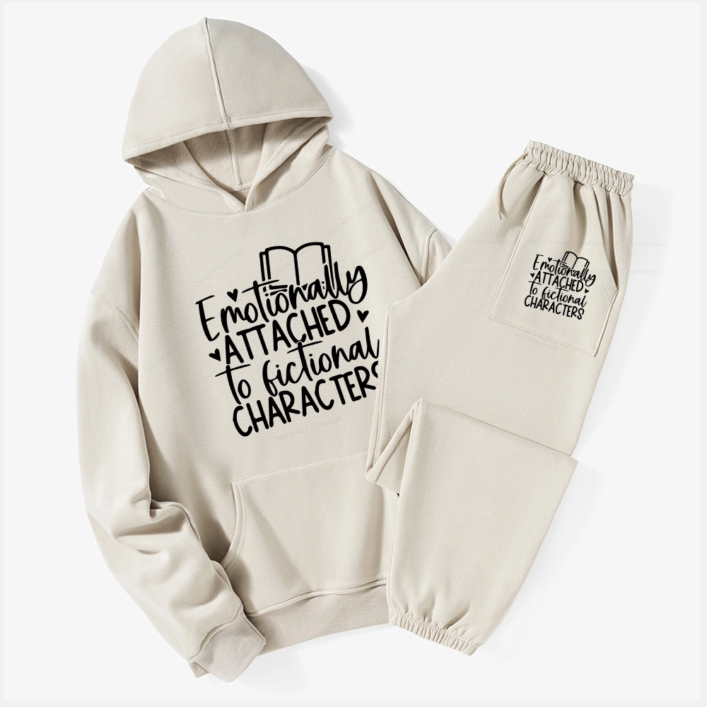 Pagewings Emotionally Attached To Fictional Characters Unisex Fleece Hoodie Set