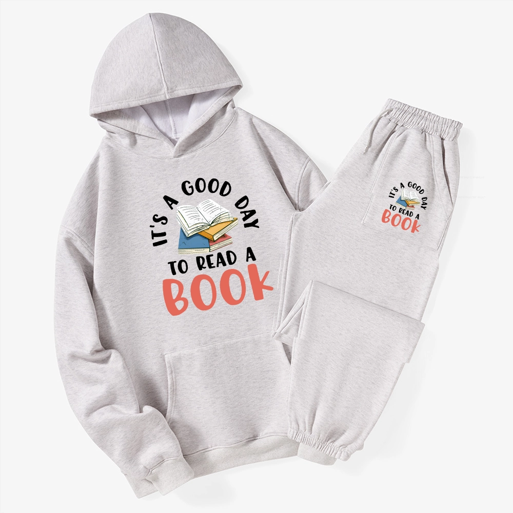 Pagewings It’s a Good Day to Read a Book Unisex Fleece Hoodie Set