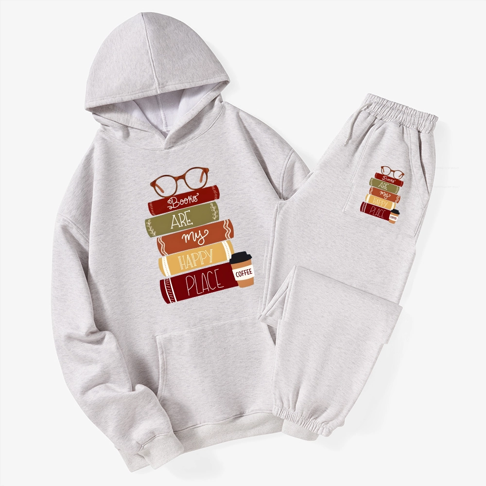 Pagewings Books are My Happy Place Unisex Fleece Hoodie Set