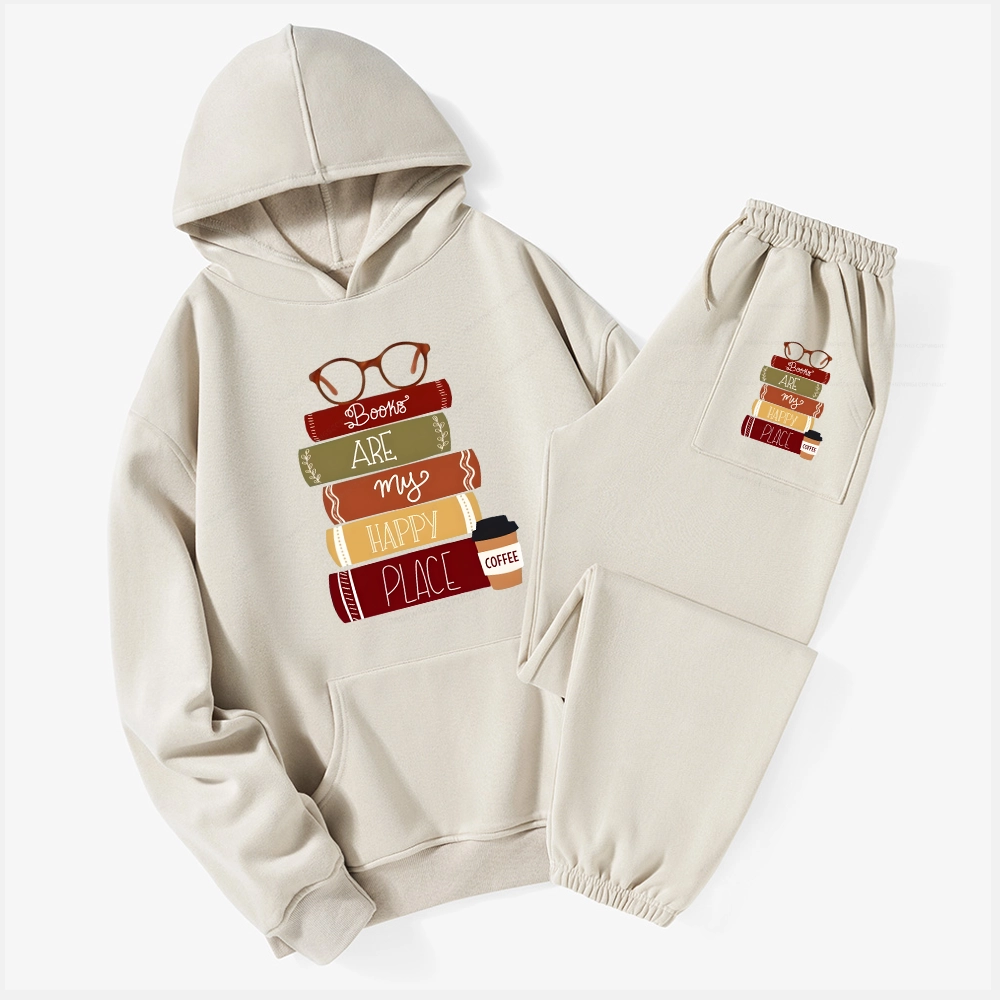 Pagewings Books are My Happy Place Unisex Fleece Hoodie Set
