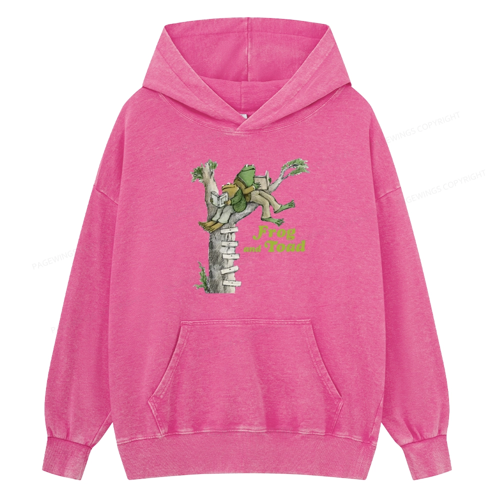 Pagewings Frog and Toad Old Book Unisex Washed Hoodie
