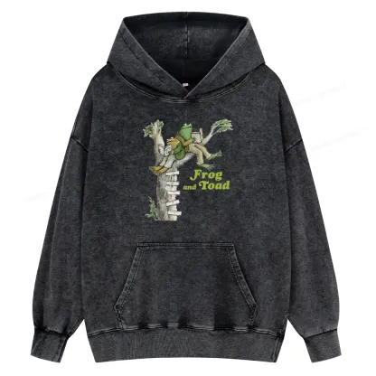 Pagewings Frog and Toad Old Book Unisex Washed Hoodie